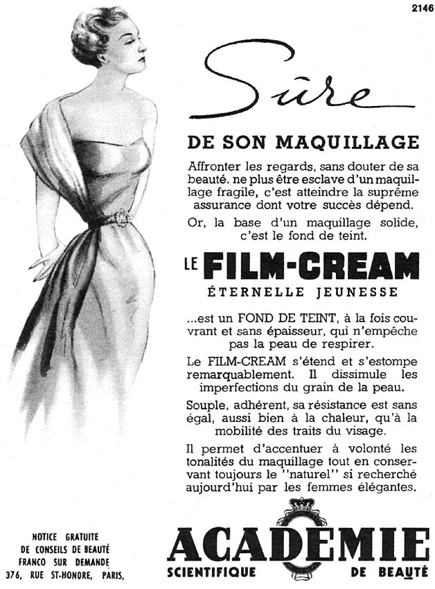 Advert Acadmie de Beaut 1952