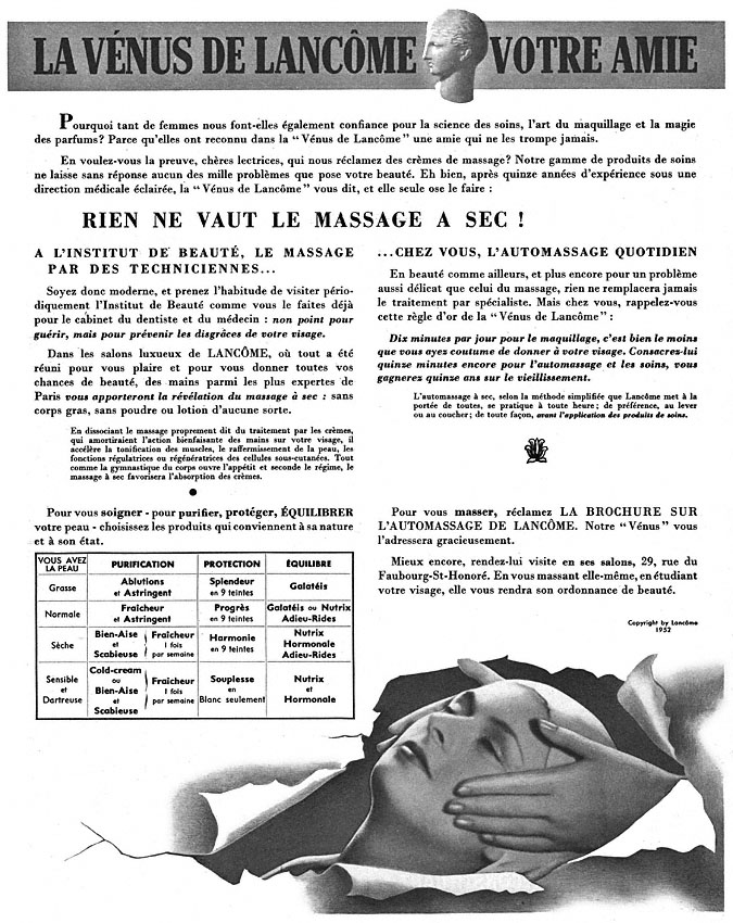 Advert Lancme 1952