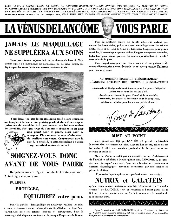 Advert Lancme 1952