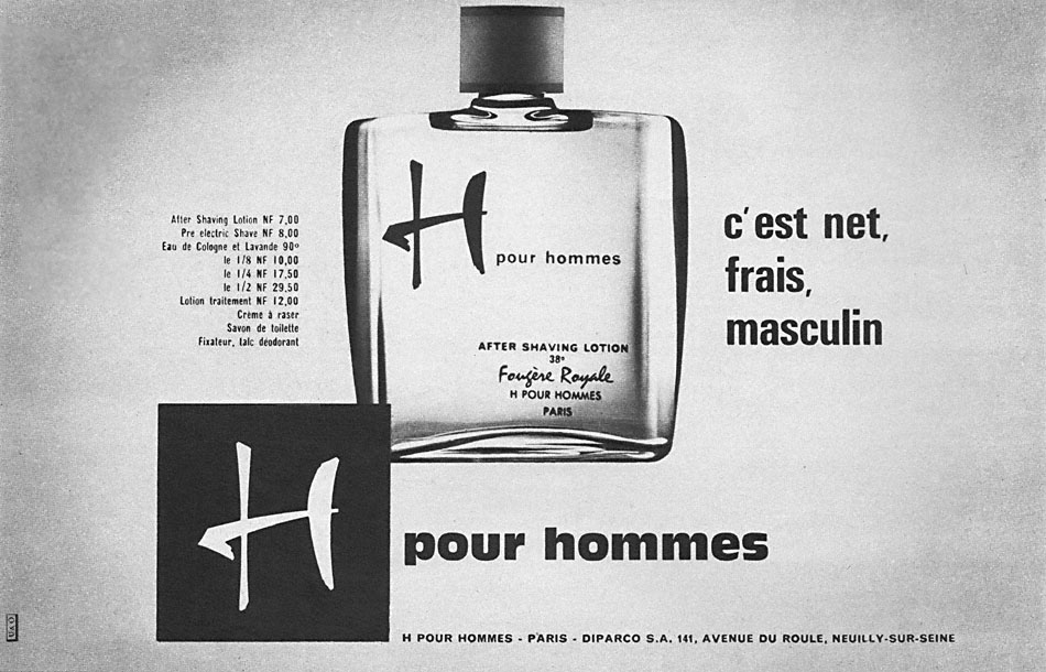 Advert H pour Hommes 1963