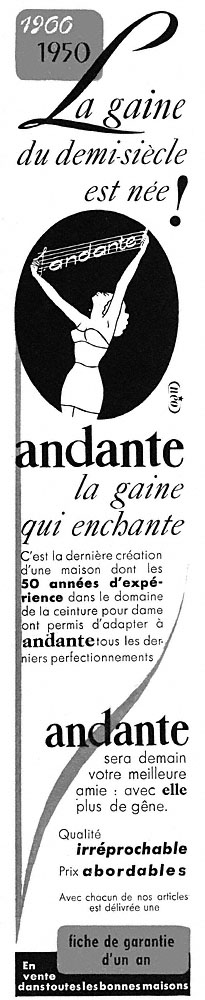 Advert Andante 1950