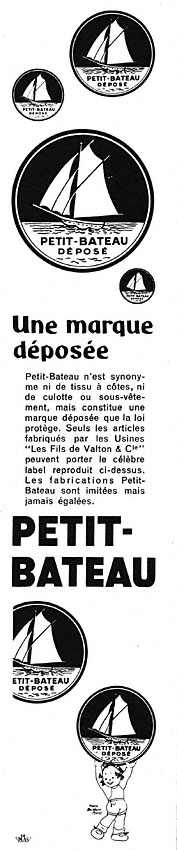 Advert Petit bateau 1952