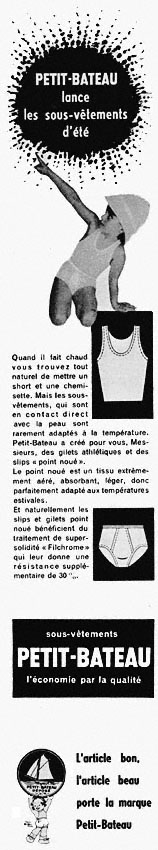 Advert Petit bateau 1955