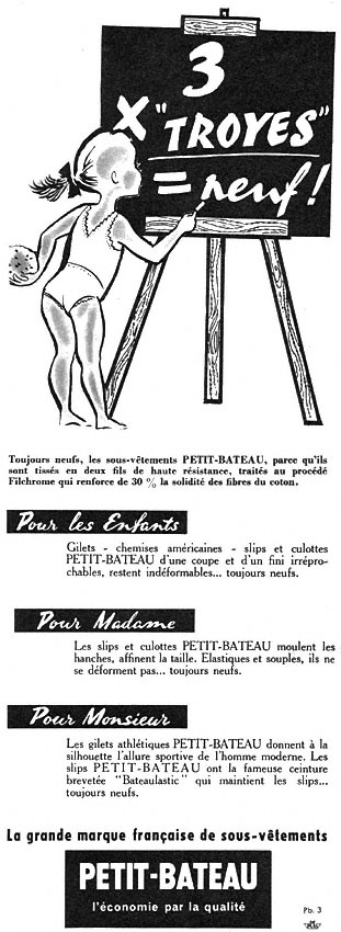 Advert Petit bateau 1958