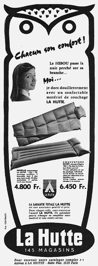 Advert La Hutte 1957