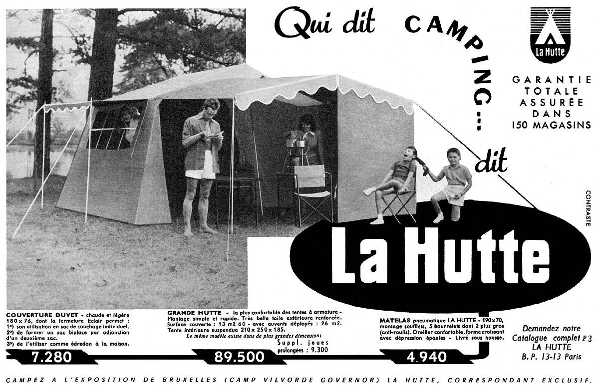 Advert La Hutte 1958