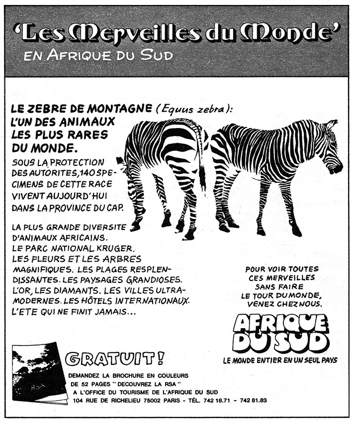 Advert Afrique du Sud 1975