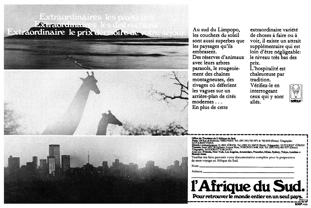 Advert Afrique du Sud 1978