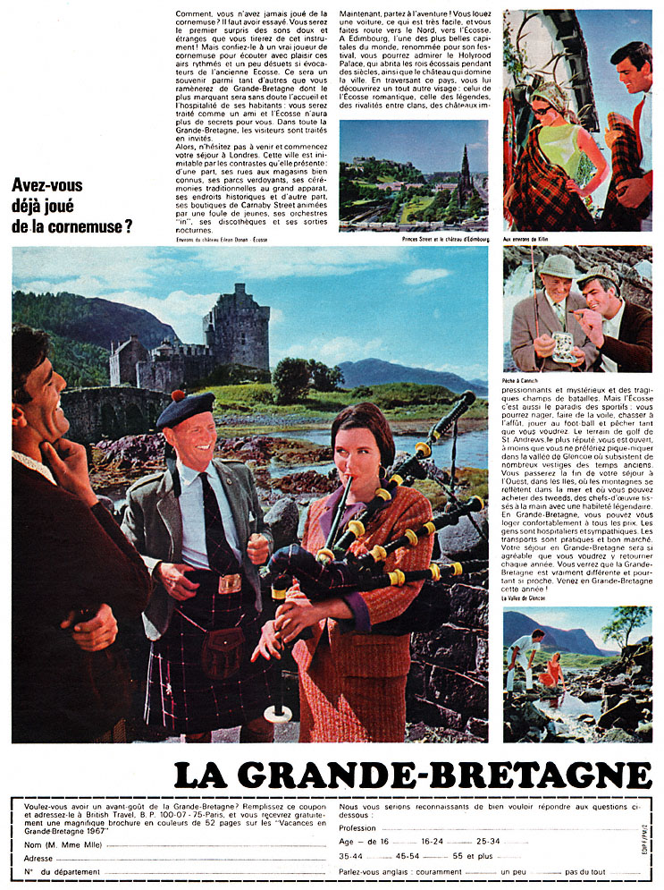 Advert Angleterre 1967