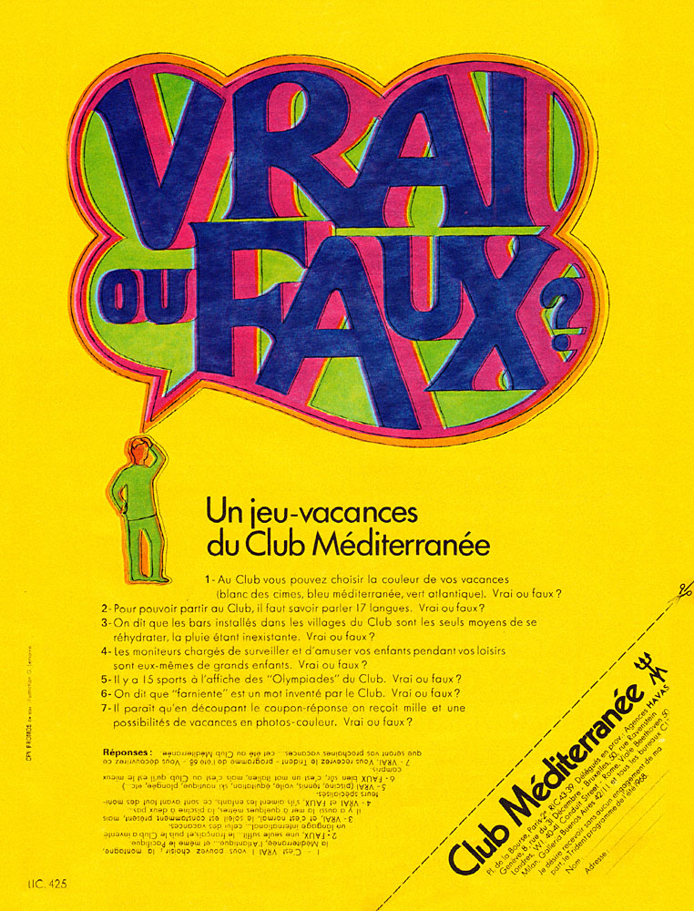 Advert Club M�diterrann�e 1968