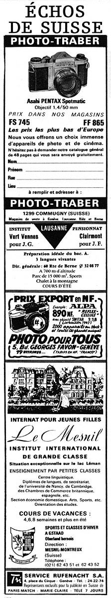 Advert Suisse 1967