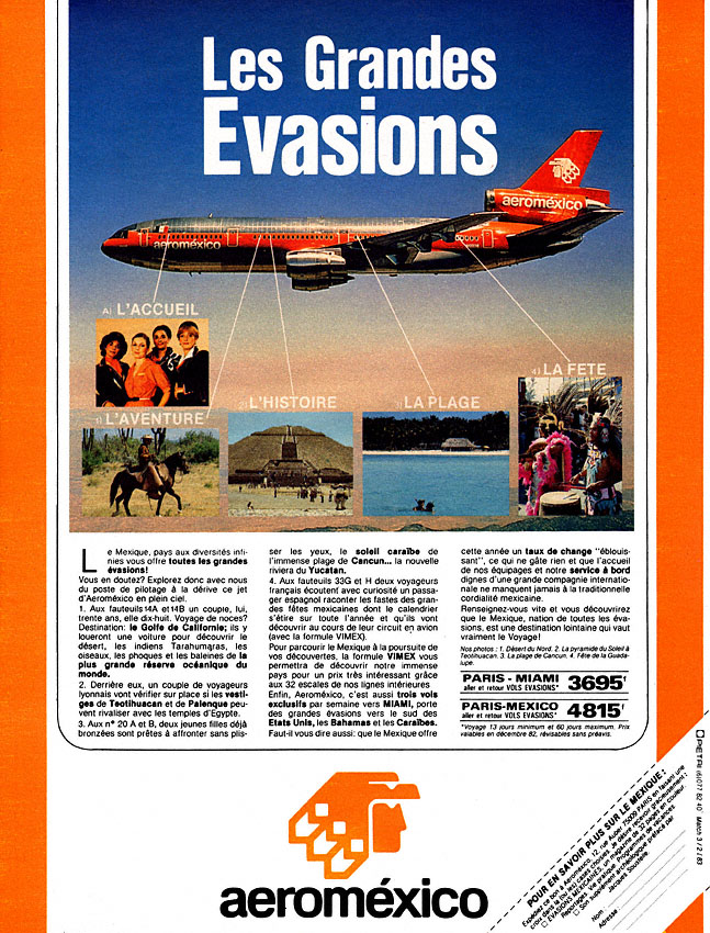 Advert Aeromxico 1983