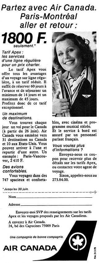 Advert Air Canada 1978