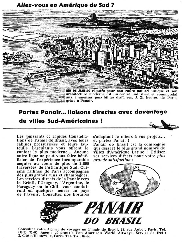 Advert Panair do Brazil 1952