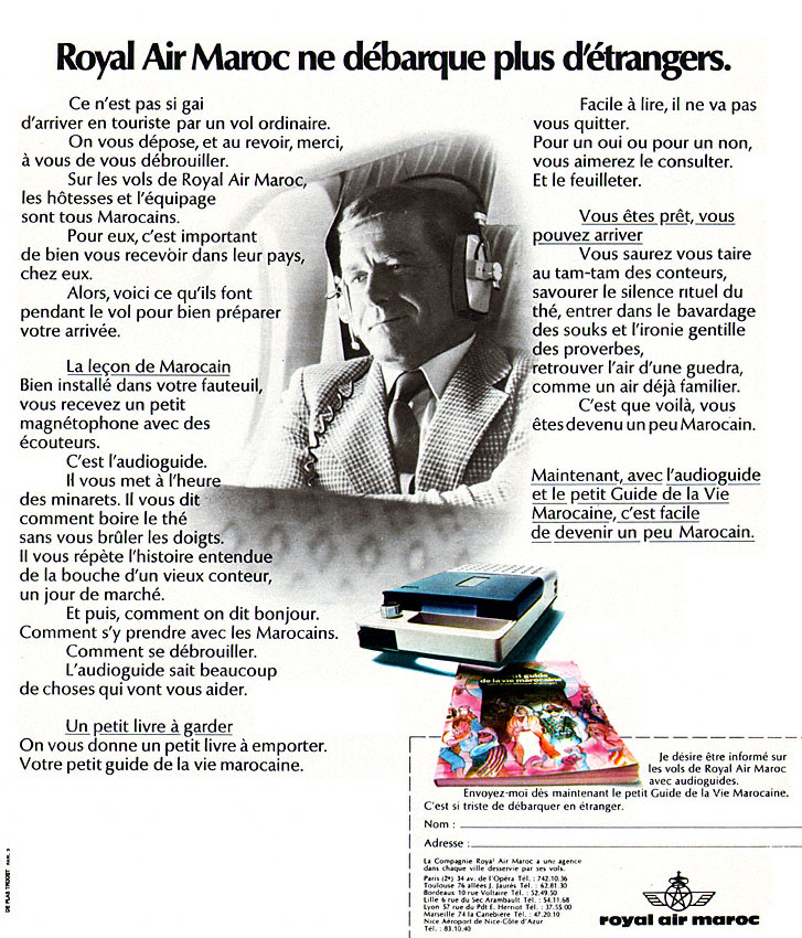 Advert Royal Air Maroc 1972