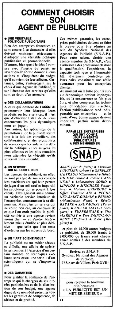 Advert Publicit� 1970